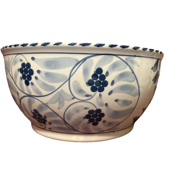 BLUE CRAB BAY CO BLUE CRAB DEEP MIXING BOWL 10” x 5” Hand Painted In Thailand - Picture 5 of 16